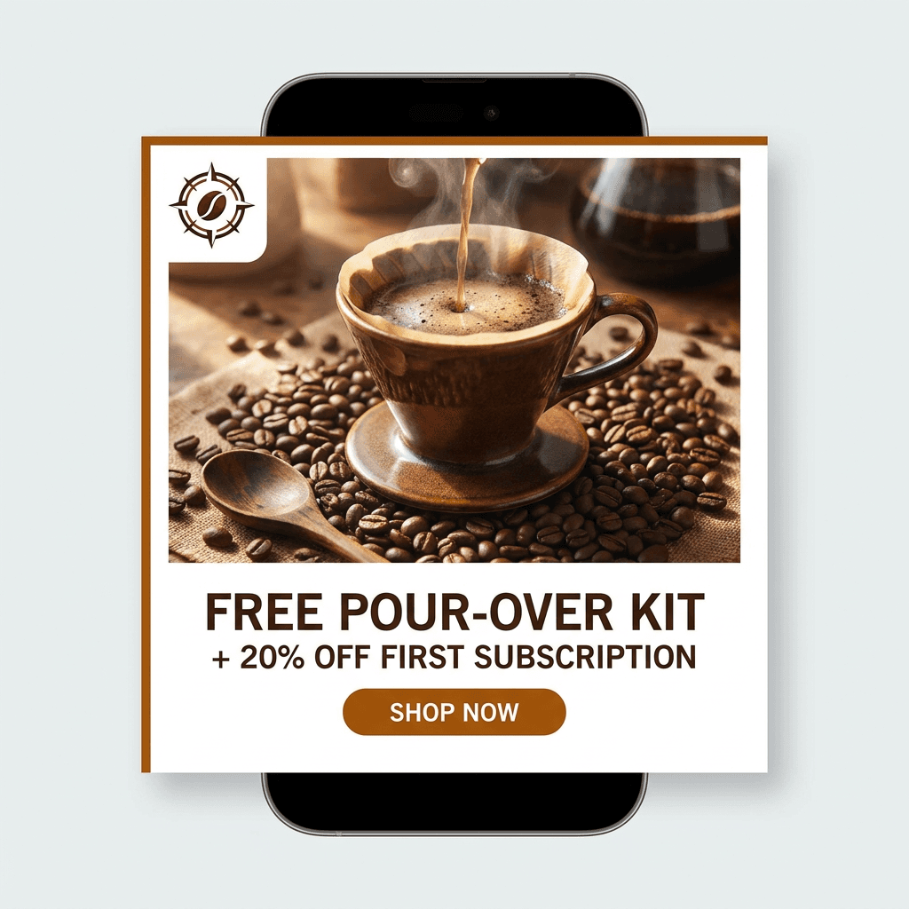 Concept paid-social ad creative for a coffee brand, an example of the ad work we produce